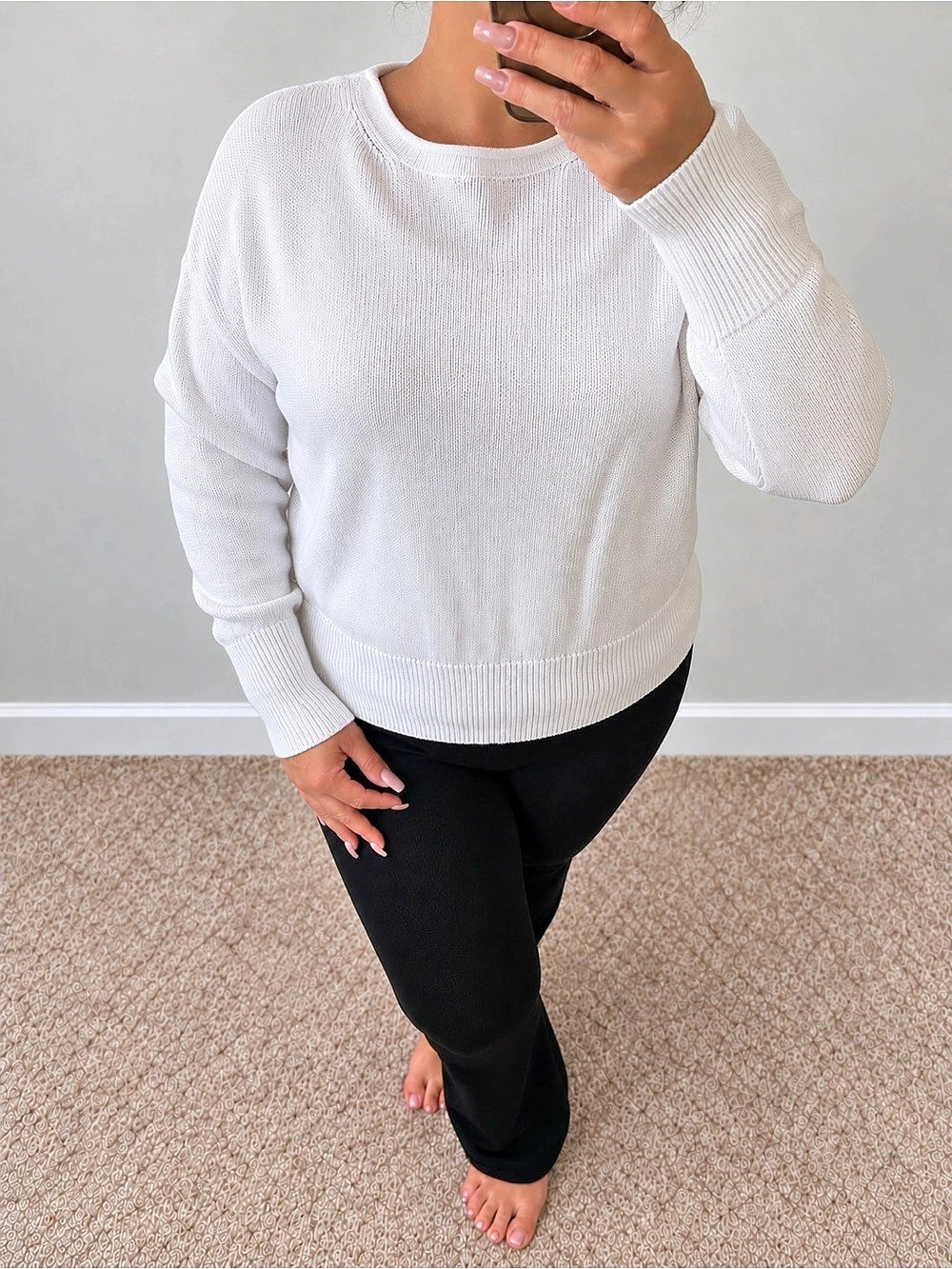 CeCe White Crew Neck Sweater